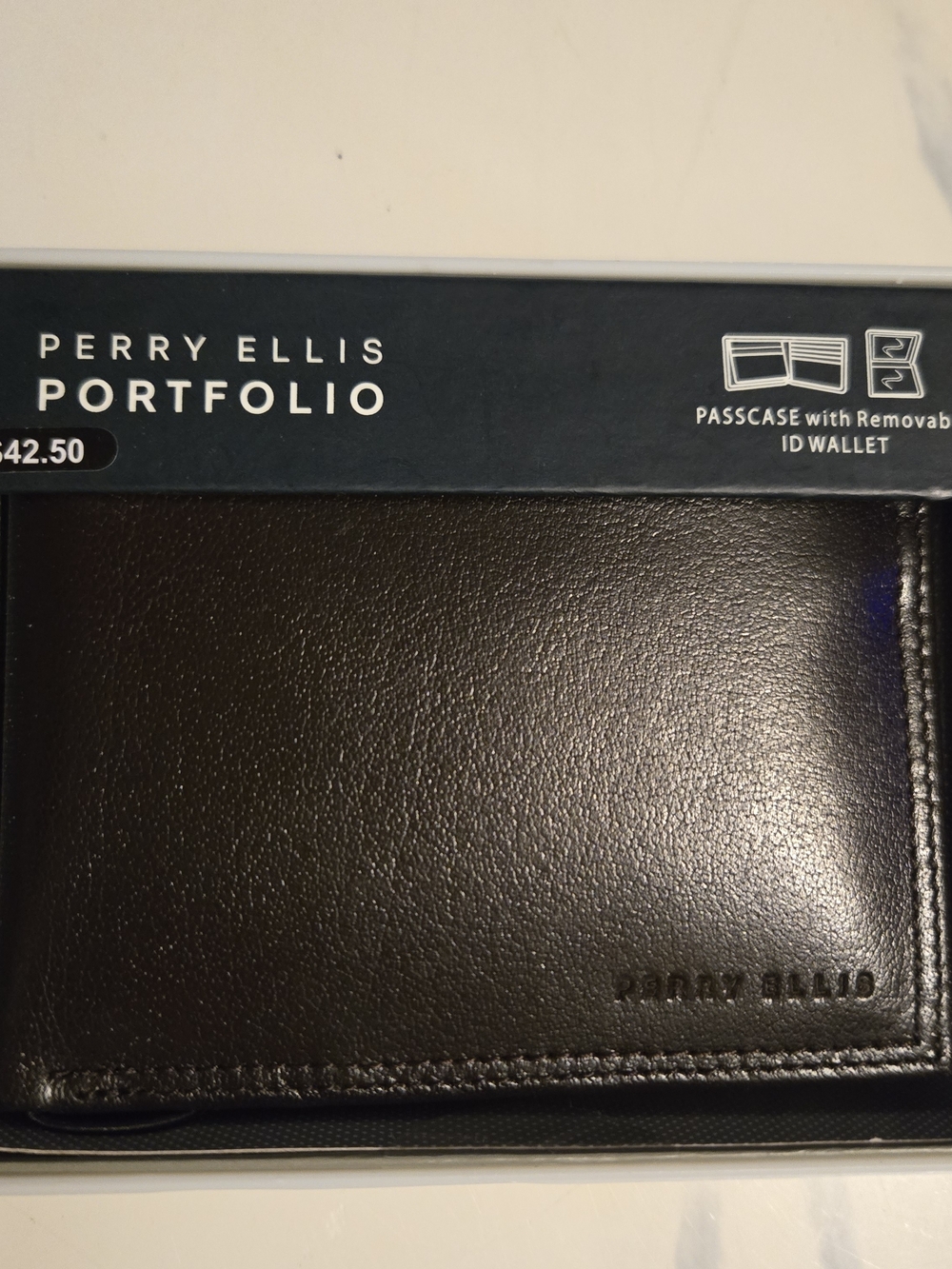 Perry Ellis Black Leather Money Clip Wallet